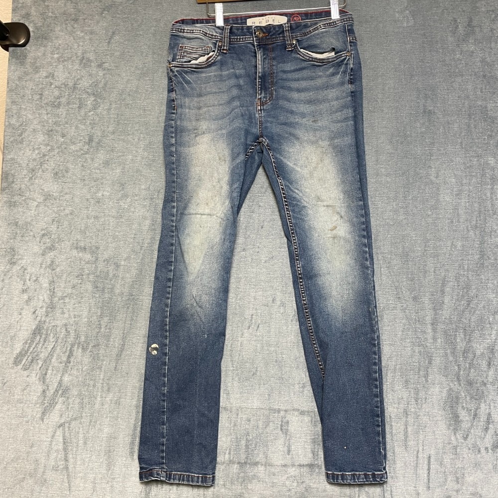 Artful Rebel Jeans Mens 32x30 Blue Denim Flat Front Medium Wash Skinny Leg